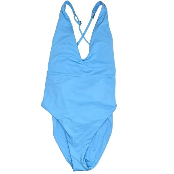 Becca by Rebecca Virtue Color Code Blue Kali Belted One Piece Swimsuit Sz. L NWT - Picture 2 of 9
